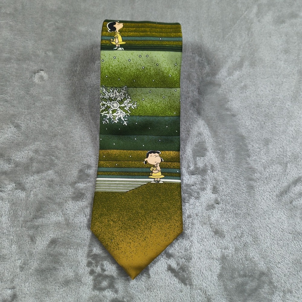 Vintage‎ Lucy Van Pelt Tie Men 54x4 Striped Peanuts Wembley Wemlon Snowflake 50s